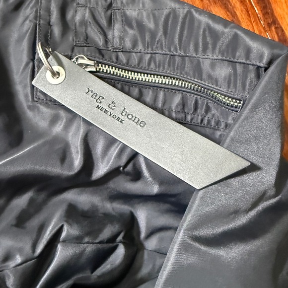 RAG & BONE Bomber Jacket Mens Large Black Zip Up Recycled Nylon Mason $598 - Picture 4 of 13